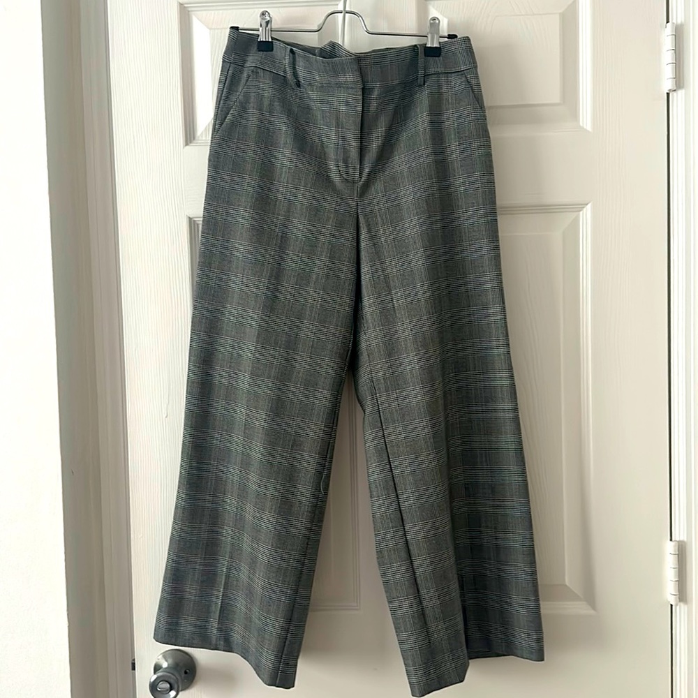 Loft Gray High-Waisted Wide-Leg Work Pants